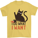 I Do What I Want Funny Cat Mens T-Shirt 100% Cotton Yellow