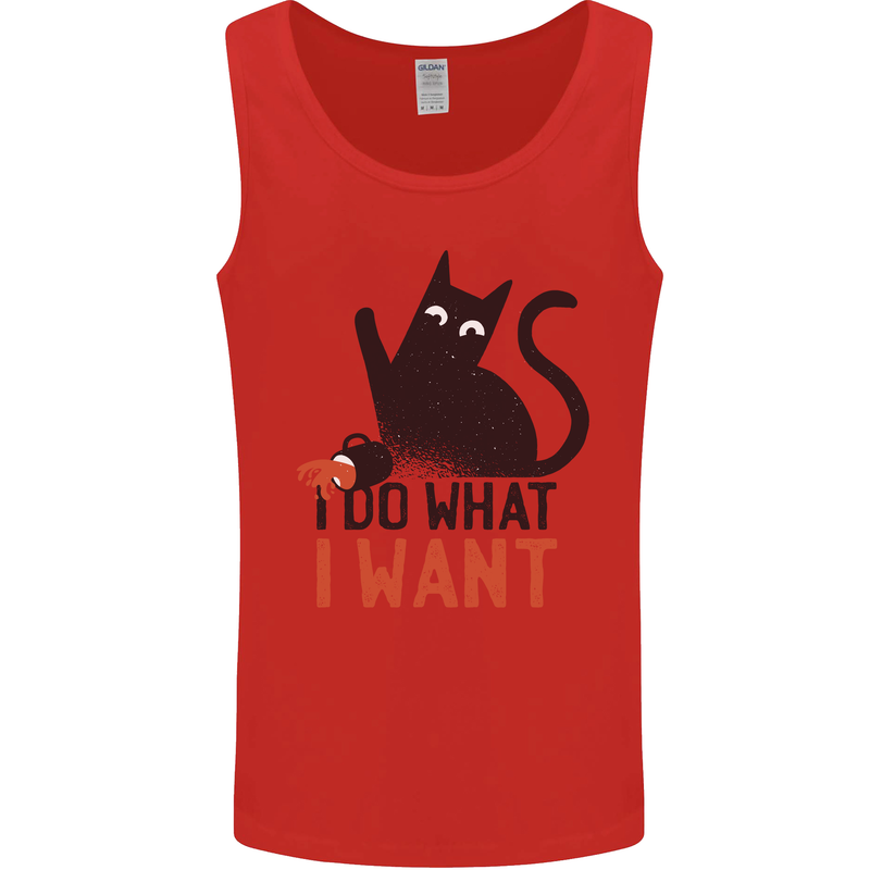 I Do What I Want Funny Cat Mens Vest Tank Top Red
