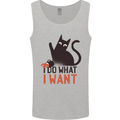 I Do What I Want Funny Cat Mens Vest Tank Top Sports Grey