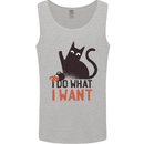 I Do What I Want Funny Cat Mens Vest Tank Top Sports Grey