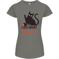 I Do What I Want Funny Cat Womens Petite Cut T-Shirt Charcoal