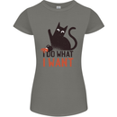 I Do What I Want Funny Cat Womens Petite Cut T-Shirt Charcoal