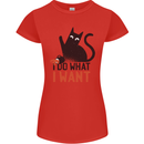 I Do What I Want Funny Cat Womens Petite Cut T-Shirt Red