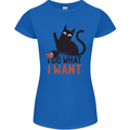 I Do What I Want Funny Cat Womens Petite Cut T-Shirt Royal Blue