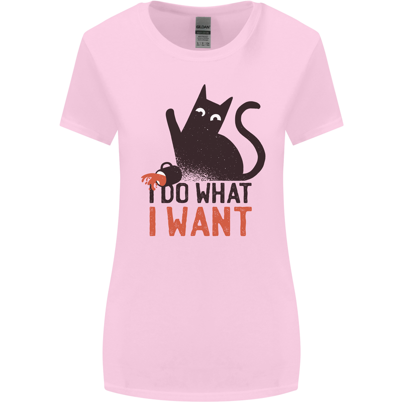 I Do What I Want Funny Cat Womens Wider Cut T-Shirt Light Pink