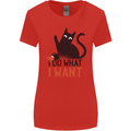 I Do What I Want Funny Cat Womens Wider Cut T-Shirt Red