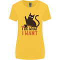 I Do What I Want Funny Cat Womens Wider Cut T-Shirt Yellow