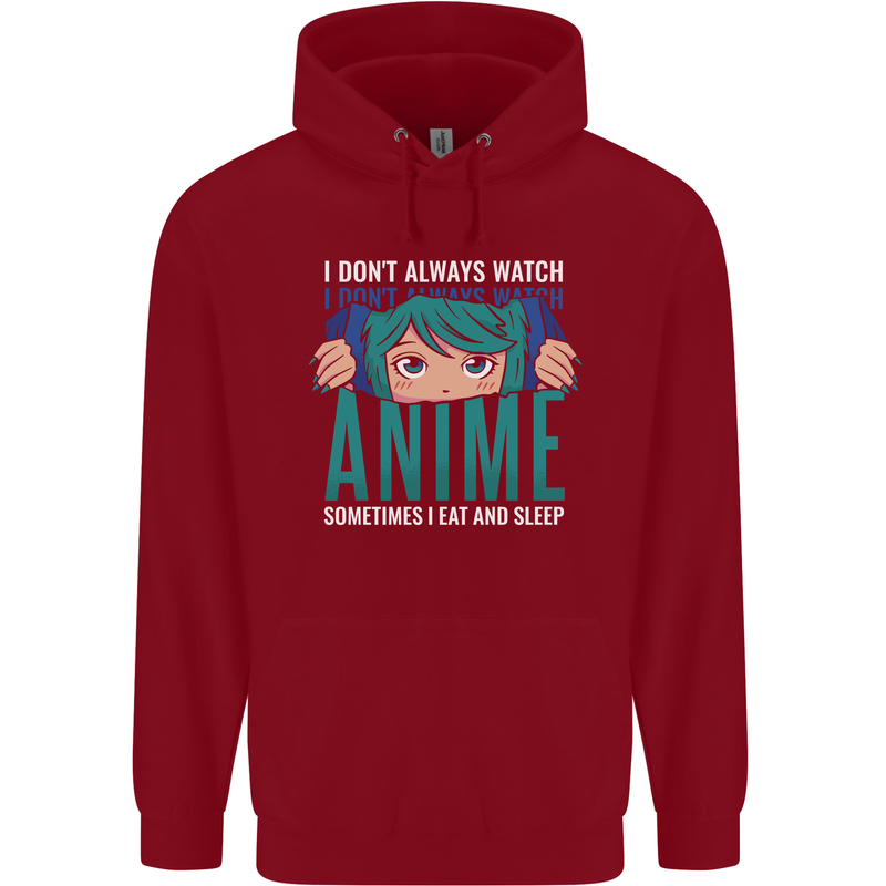 I Don't Always Watch Anime Funny Mens 80% Cotton Hoodie Red