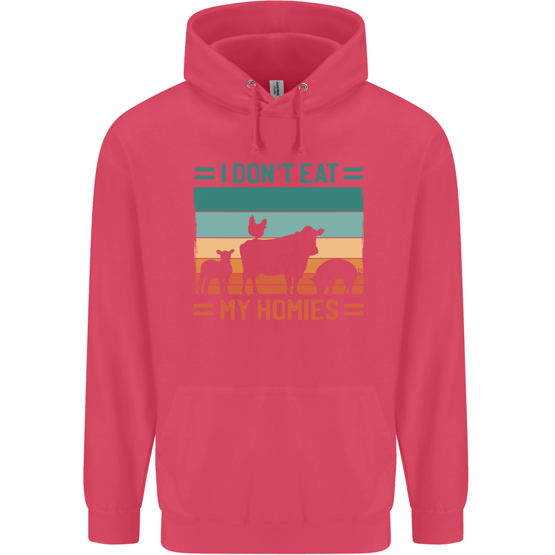 I Don't Eat My Homies Funny Vegan Vegetarian Childrens Kids Hoodie Heliconia