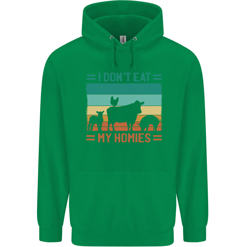 I Don't Eat My Homies Funny Vegan Vegetarian Childrens Kids Hoodie Irish Green