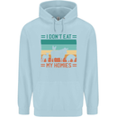 I Don't Eat My Homies Funny Vegan Vegetarian Childrens Kids Hoodie Light Blue