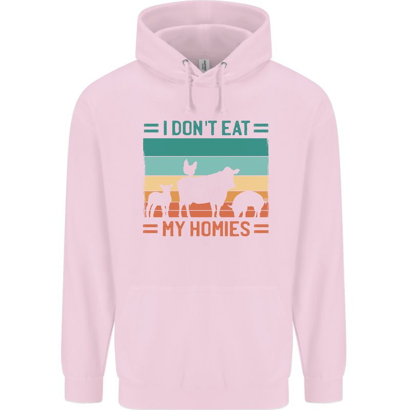 I Don't Eat My Homies Funny Vegan Vegetarian Childrens Kids Hoodie Light Pink