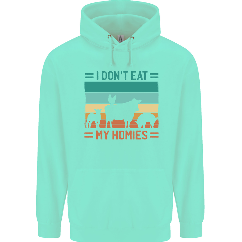 I Don't Eat My Homies Funny Vegan Vegetarian Childrens Kids Hoodie Peppermint