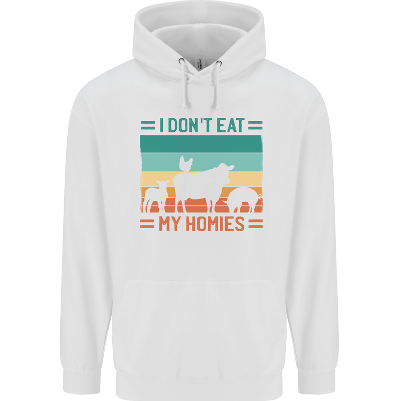 I Don't Eat My Homies Funny Vegan Vegetarian Childrens Kids Hoodie White
