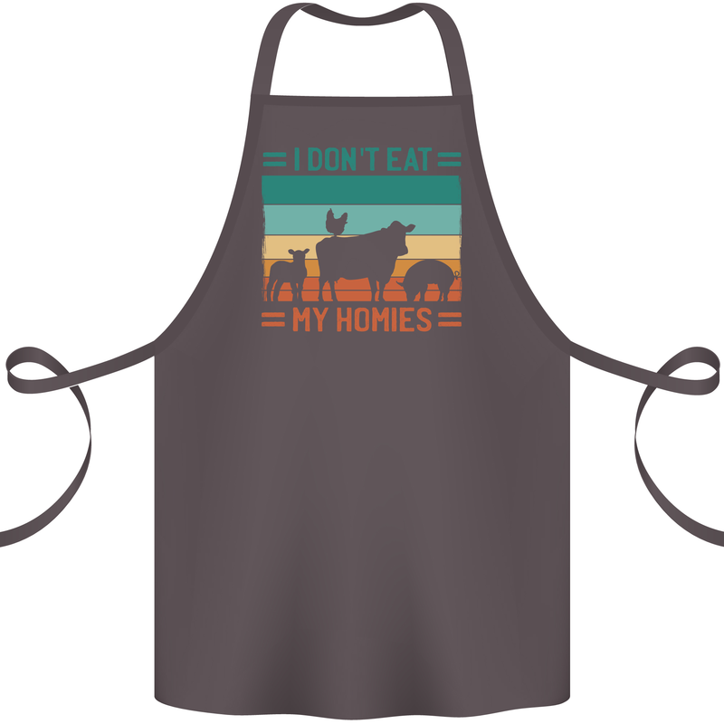 I Don't Eat My Homies Funny Vegan Vegetarian Cotton Apron 100% Organic Dark Grey