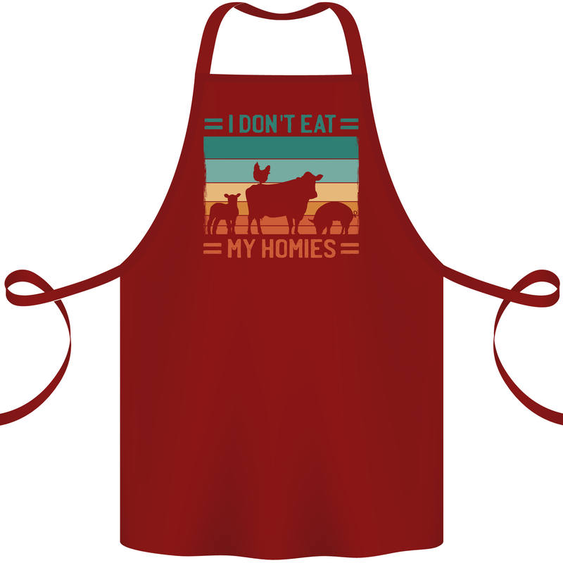 I Don't Eat My Homies Funny Vegan Vegetarian Cotton Apron 100% Organic Maroon
