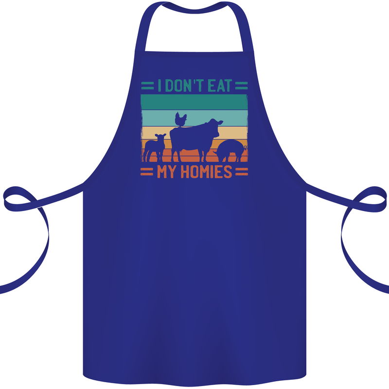 I Don't Eat My Homies Funny Vegan Vegetarian Cotton Apron 100% Organic Royal Blue