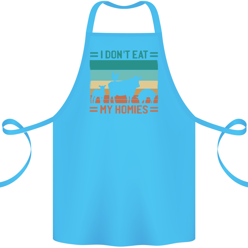 I Don't Eat My Homies Funny Vegan Vegetarian Cotton Apron 100% Organic Turquoise