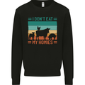 I Don't Eat My Homies Funny Vegan Vegetarian Kids Sweatshirt Jumper Black