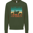 I Don't Eat My Homies Funny Vegan Vegetarian Kids Sweatshirt Jumper Forest Green