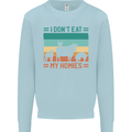 I Don't Eat My Homies Funny Vegan Vegetarian Kids Sweatshirt Jumper Light Blue