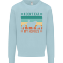 I Don't Eat My Homies Funny Vegan Vegetarian Kids Sweatshirt Jumper Light Blue