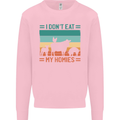 I Don't Eat My Homies Funny Vegan Vegetarian Kids Sweatshirt Jumper Light Pink
