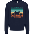 I Don't Eat My Homies Funny Vegan Vegetarian Kids Sweatshirt Jumper Navy Blue