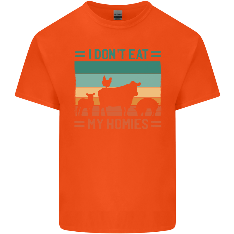 I Don't Eat My Homies Funny Vegan Vegetarian Kids T-Shirt Childrens Orange