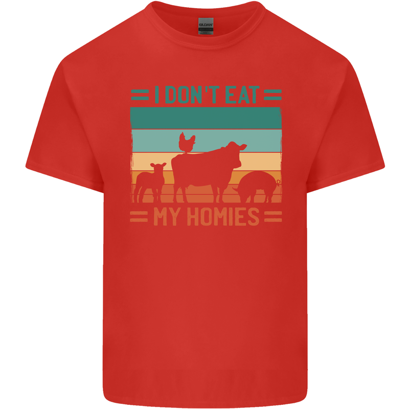 I Don't Eat My Homies Funny Vegan Vegetarian Kids T-Shirt Childrens Red