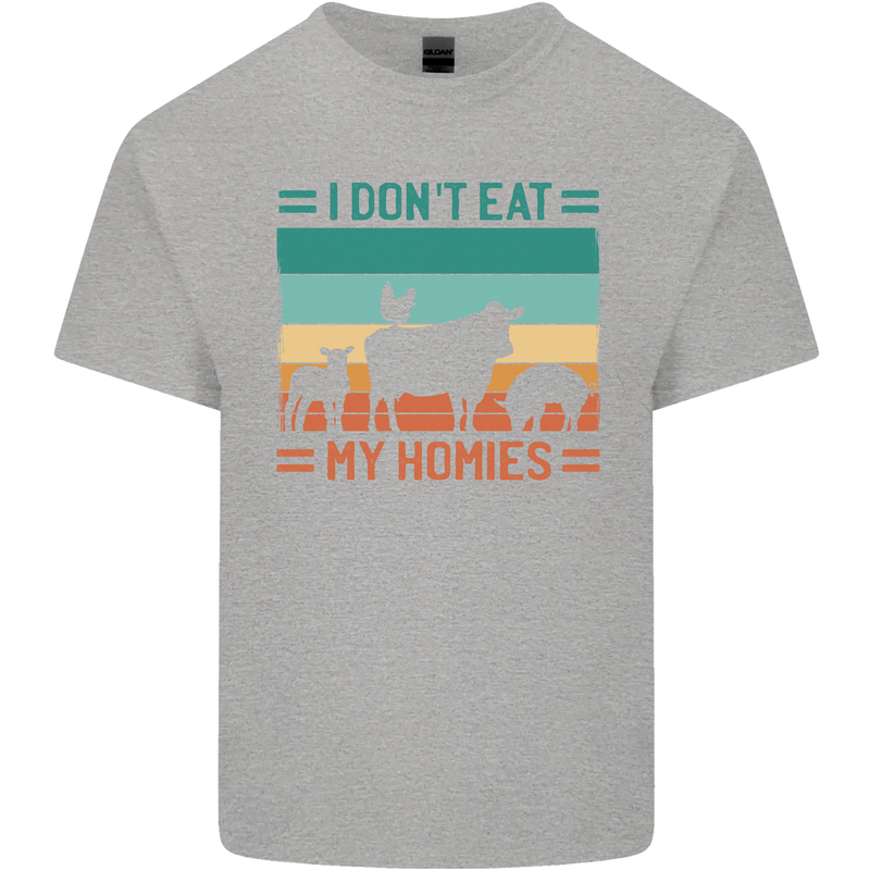 I Don't Eat My Homies Funny Vegan Vegetarian Kids T-Shirt Childrens Sports Grey