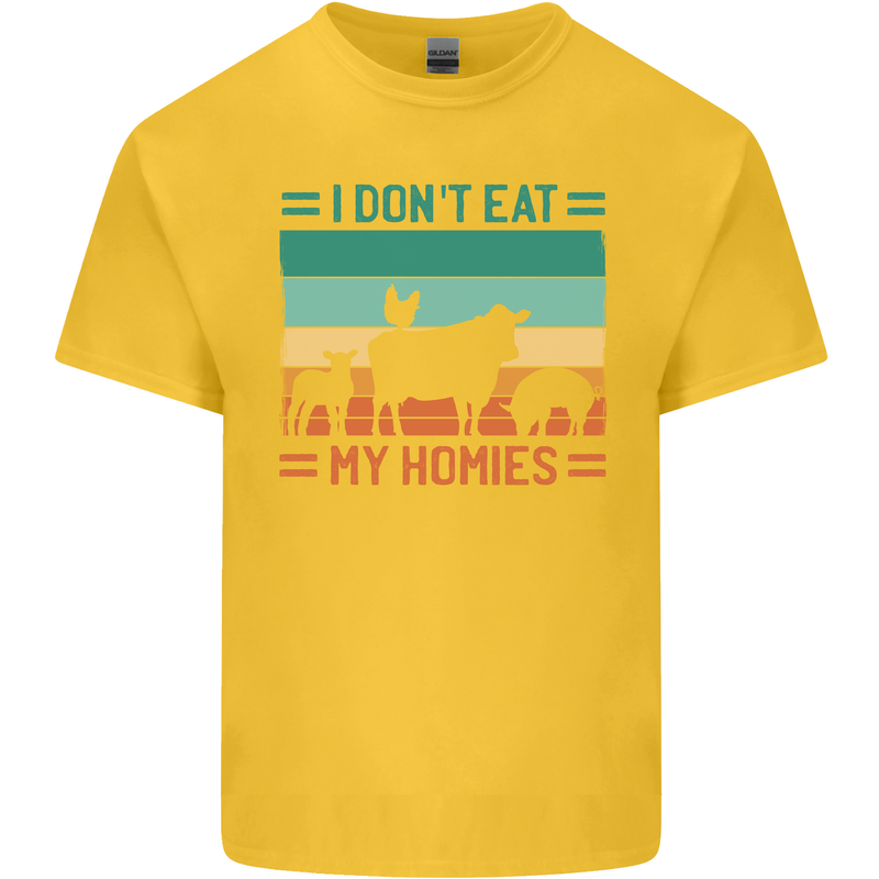 I Don't Eat My Homies Funny Vegan Vegetarian Kids T-Shirt Childrens Yellow