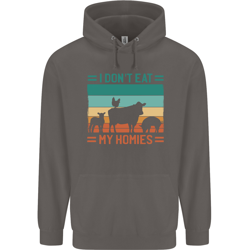 I Don't Eat My Homies Funny Vegan Vegetarian Mens 80% Cotton Hoodie Charcoal