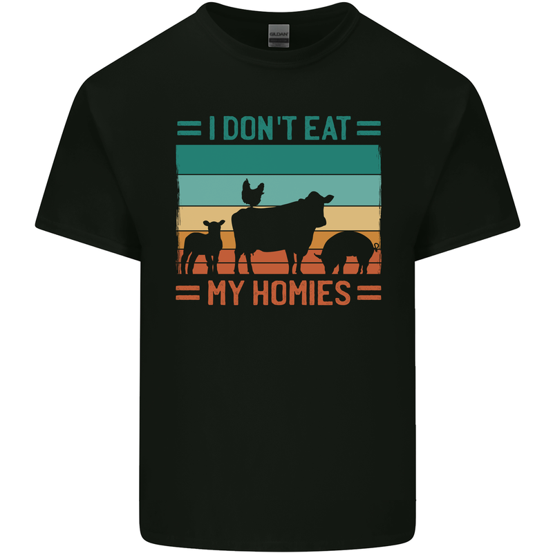 I Don't Eat My Homies Funny Vegan Vegetarian Mens Cotton T-Shirt Tee Top Black