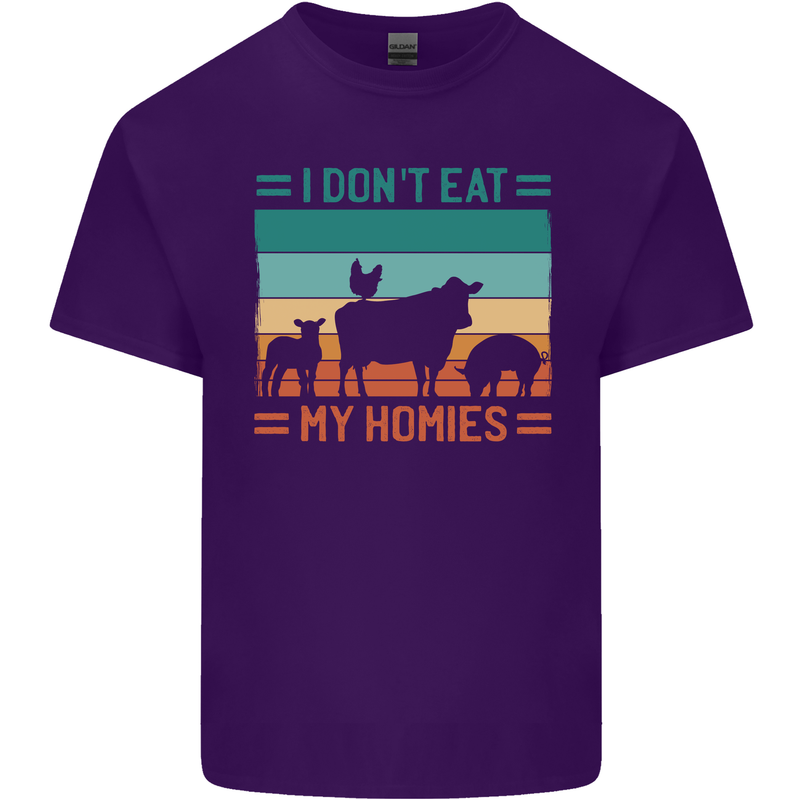 I Don't Eat My Homies Funny Vegan Vegetarian Mens Cotton T-Shirt Tee Top Purple