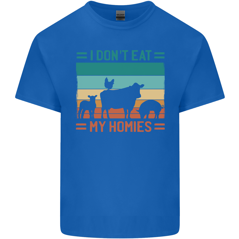 I Don't Eat My Homies Funny Vegan Vegetarian Mens Cotton T-Shirt Tee Top Royal Blue