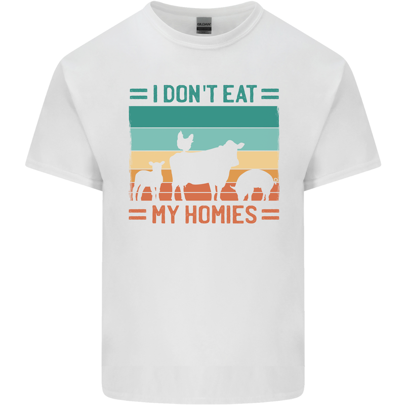 I Don't Eat My Homies Funny Vegan Vegetarian Mens Cotton T-Shirt Tee Top White