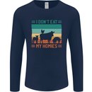 I Don't Eat My Homies Funny Vegan Vegetarian Mens Long Sleeve T-Shirt Navy Blue