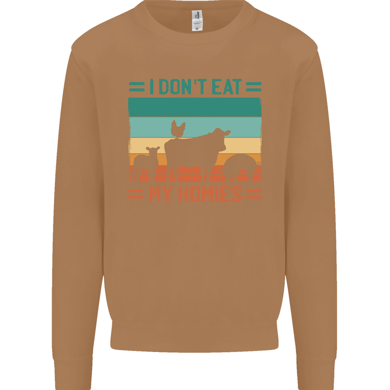 I Don't Eat My Homies Funny Vegan Vegetarian Mens Sweatshirt Jumper Caramel Latte
