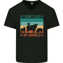 I Don't Eat My Homies Funny Vegan Vegetarian Mens V-Neck Cotton T-Shirt Black