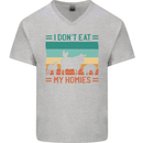 I Don't Eat My Homies Funny Vegan Vegetarian Mens V-Neck Cotton T-Shirt Sports Grey
