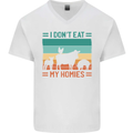 I Don't Eat My Homies Funny Vegan Vegetarian Mens V-Neck Cotton T-Shirt White
