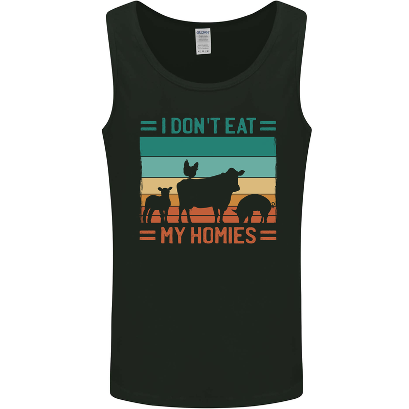 I Don't Eat My Homies Funny Vegan Vegetarian Mens Vest Tank Top Black