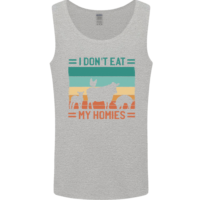 I Don't Eat My Homies Funny Vegan Vegetarian Mens Vest Tank Top Sports Grey