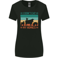 I Don't Eat My Homies Funny Vegan Vegetarian Womens Wider Cut T-Shirt Black
