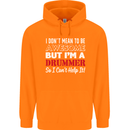 I Don't Mean I'm a Drummer Drumming Drum Childrens Kids Hoodie Orange