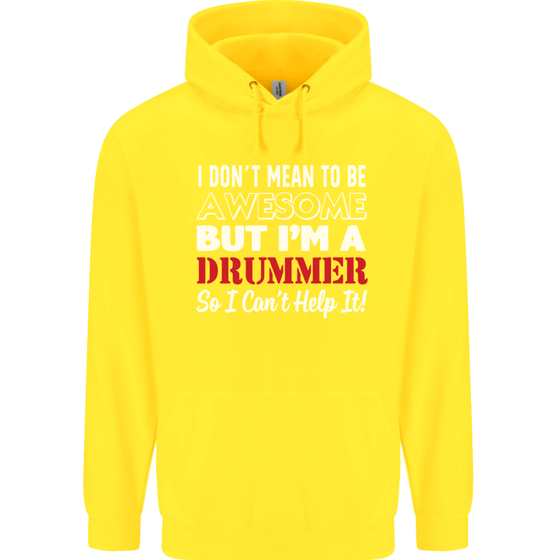 I Don't Mean I'm a Drummer Drumming Drum Childrens Kids Hoodie Yellow