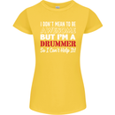I Don't Mean I'm a Drummer Drumming Drum Womens Petite Cut T-Shirt Yellow
