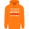 I Don't Mean I'm a Swimmer Swimming Mens 80% Cotton Hoodie Orange