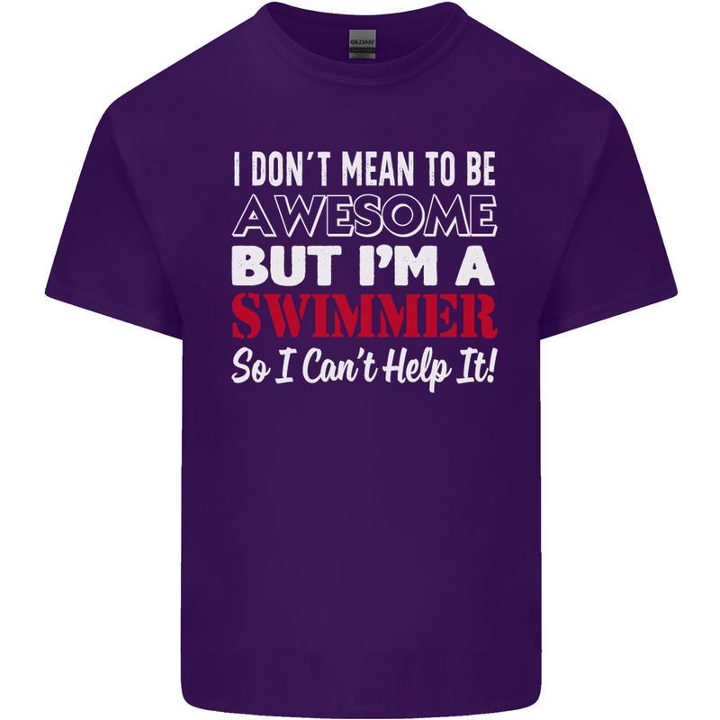 I Don't Mean I'm a Swimmer Swimming Mens Cotton T-Shirt Tee Top Purple